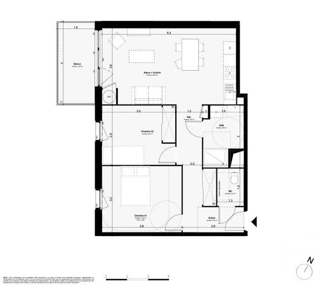 Afficher la photo en grand Appartement F3 à vendre - 2 pièces - 42.0 m2 - PAIMPOL - 22 - BRETAGNE - Century 21 Le Calvez